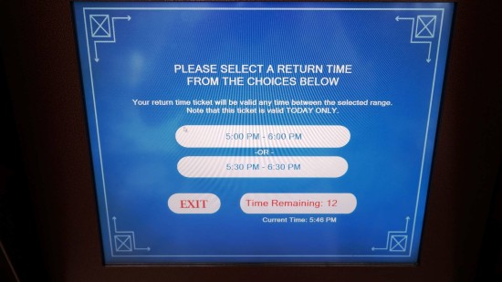 Select a return time from the choices below