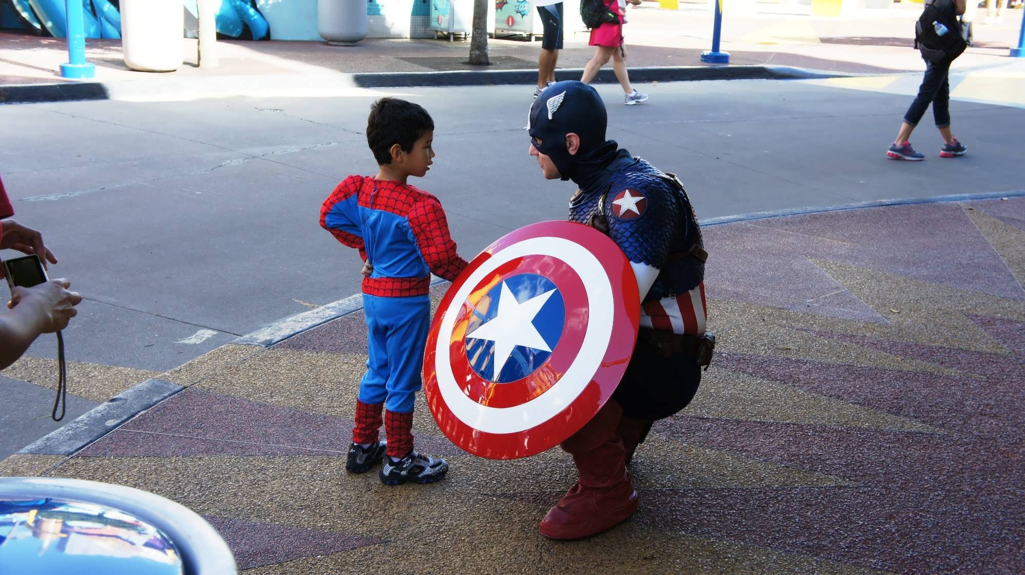 A young Spider-Man meets Captain America