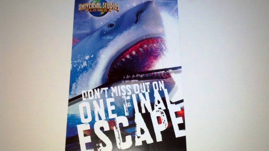 Universal Orlando's "One Final Escape" mailer - front.