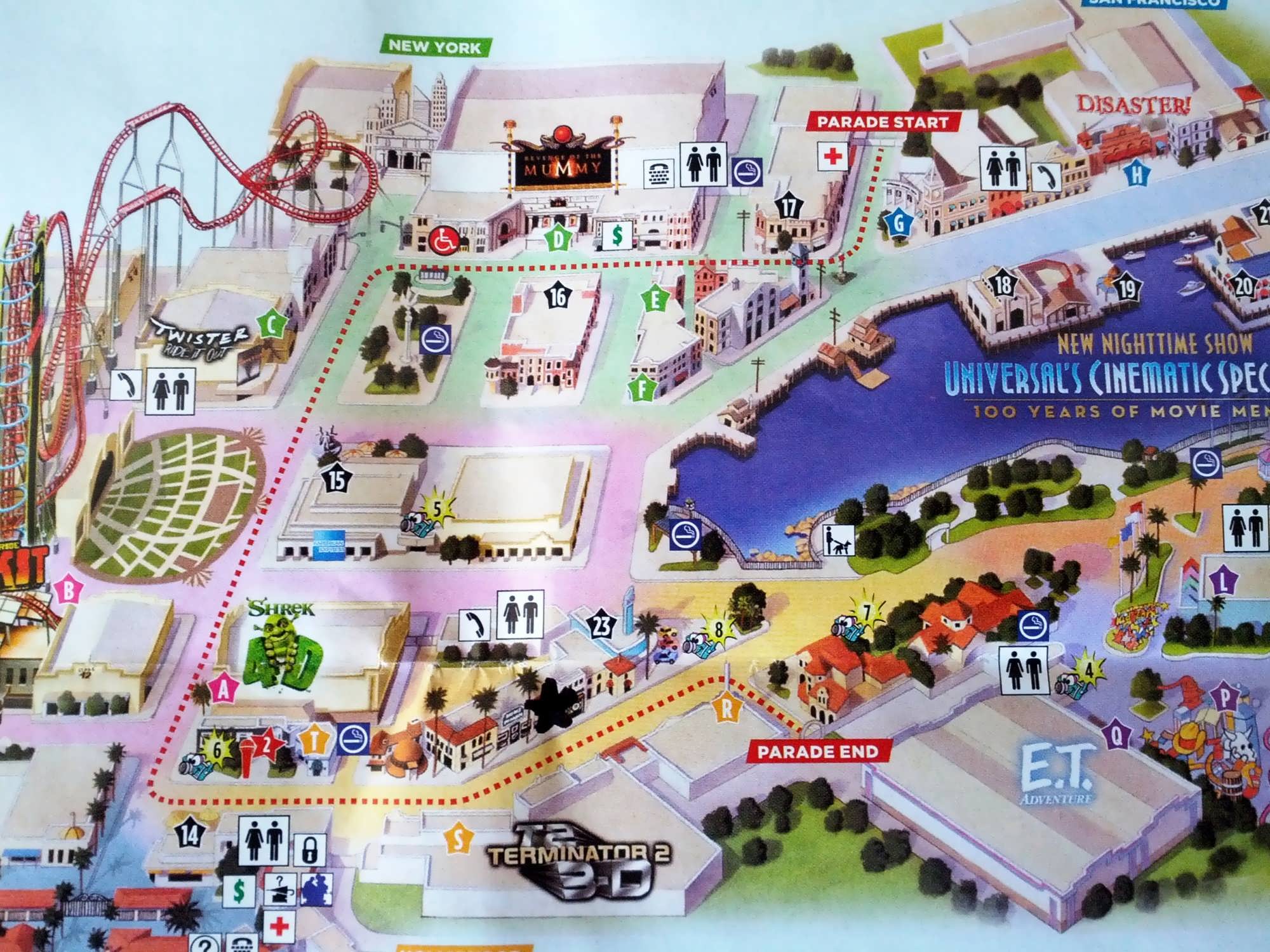 Universal’s Superstar Parade: Map of the parade route