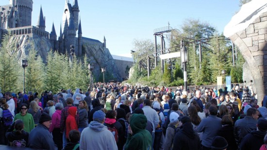 Holiday crowds at the Wizarding World of Harry Potter.