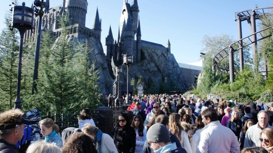 Holiday crowds at the Wizarding World of Harry Potter.