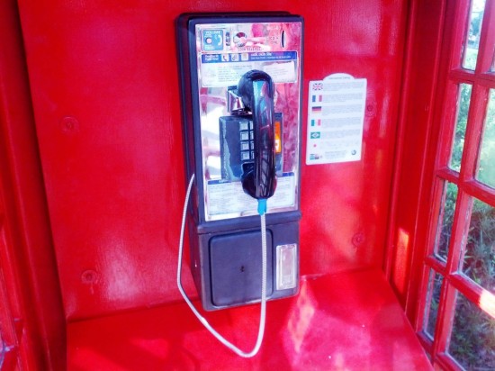 Red telephone booths at the UK Pavilion in Epcot.