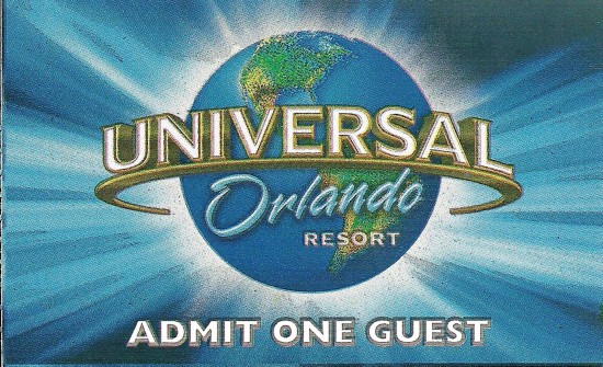 Universal Orlando admission ticket.