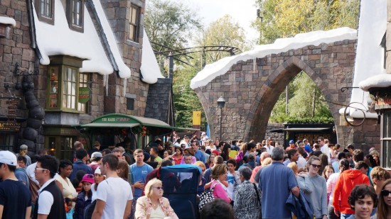 Holiday 2012 crowds inside the Wizarding World of Harry Potter.