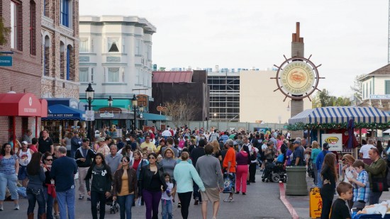 The crowded streets of Universal Studios Florida this holiday season.