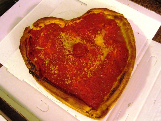 Giordano's Famous Stuffed Valentin's Day Pizza. 