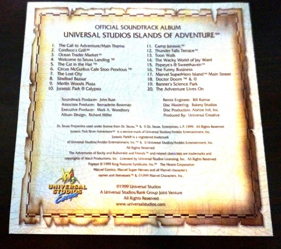 Universal's Islands of Adventure: The soundtrack.