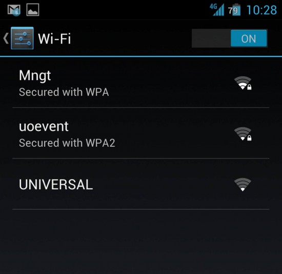 Free public wifi at Universal Orlando.