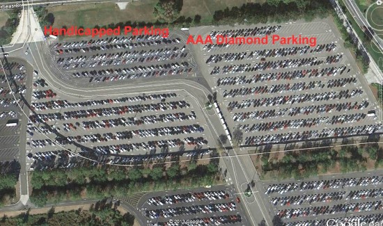 Handicapped parking at Magic Kingdom (Ticket & Transportation Center).