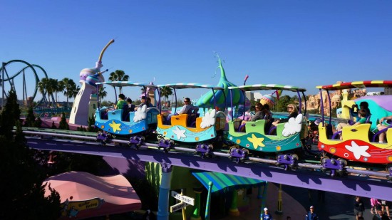 High in the Sky Seuss Trolley Train Ride! at Islands of Adventure.