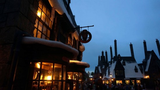 Owl Post and other shops inside the Wizarding World.