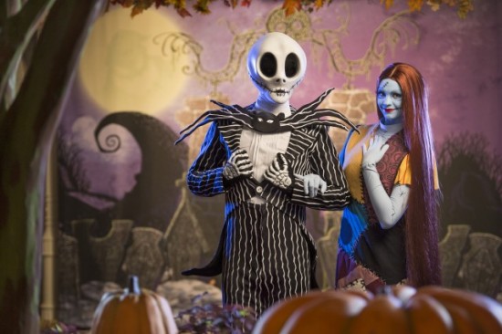 Jack Skellington and Sally from Tim Burton's "The Nightmare Before Christmas".