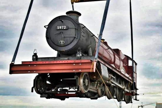 Hogwarts Express on the tracks.