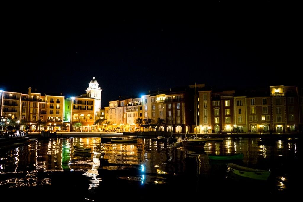 Portofino Bay Hotel at night