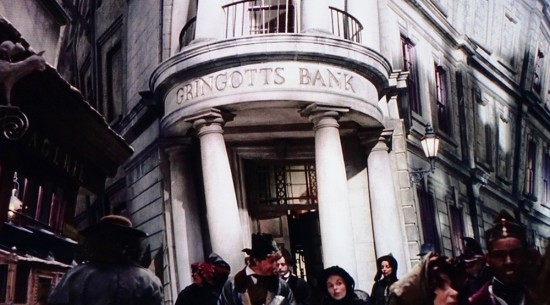 Gringotts Bank as it appears in the Harry Potter films.