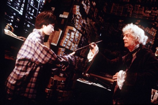 Harry and Ollivander.