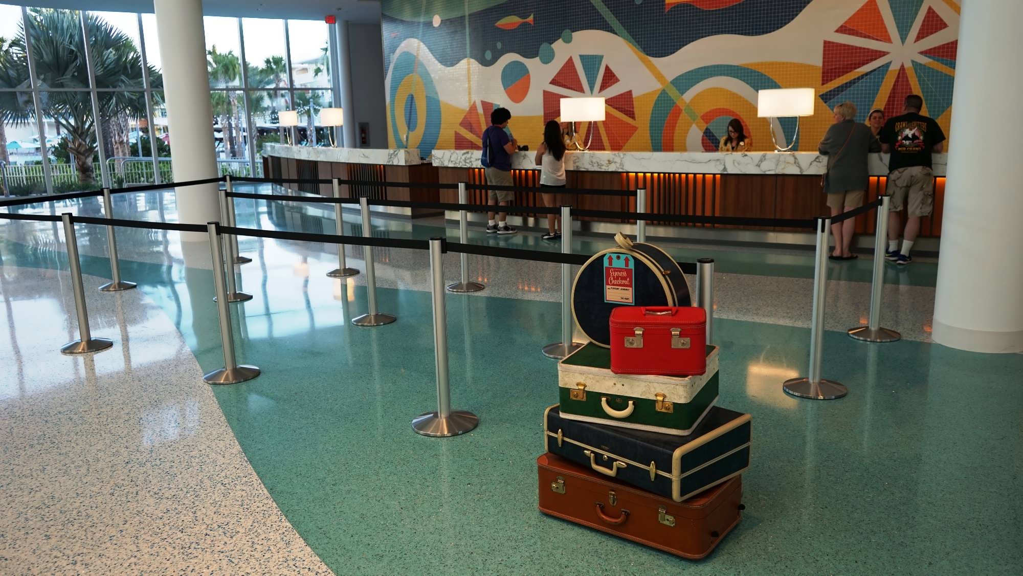 The check-in area at Cabana Bay