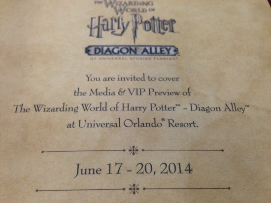 Media invite to a sneak peek of the Wizarding World of Harry Potter - Diaogn Alley