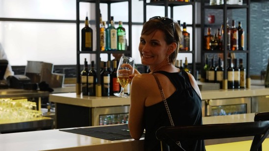 Rosie Hatfield, the first guest to buy a drink at the VIVO bar.
