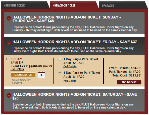 HHN 25 tickets