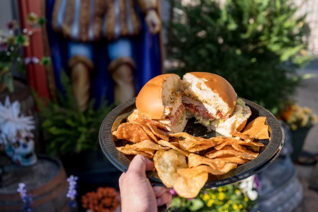 Grilled Chicken Muffaletta Sandwich at Universal Mardi Gras