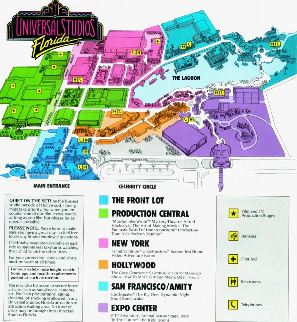 Opening day map - Universal Studios Florida in 1990