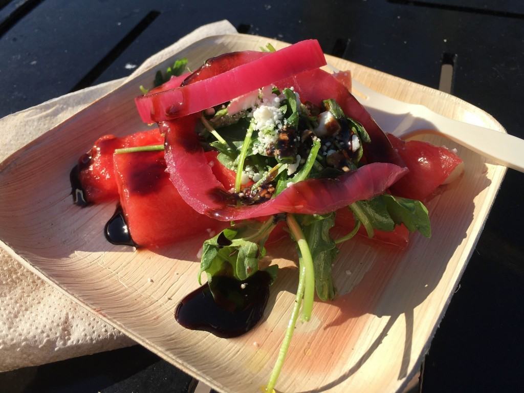 Watermelon salad; located at Urban Farm Eats