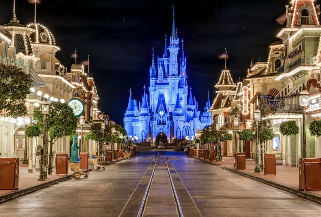 Main Street USA and Cinderella Castle at Walt Disney World in Orlando, Florida