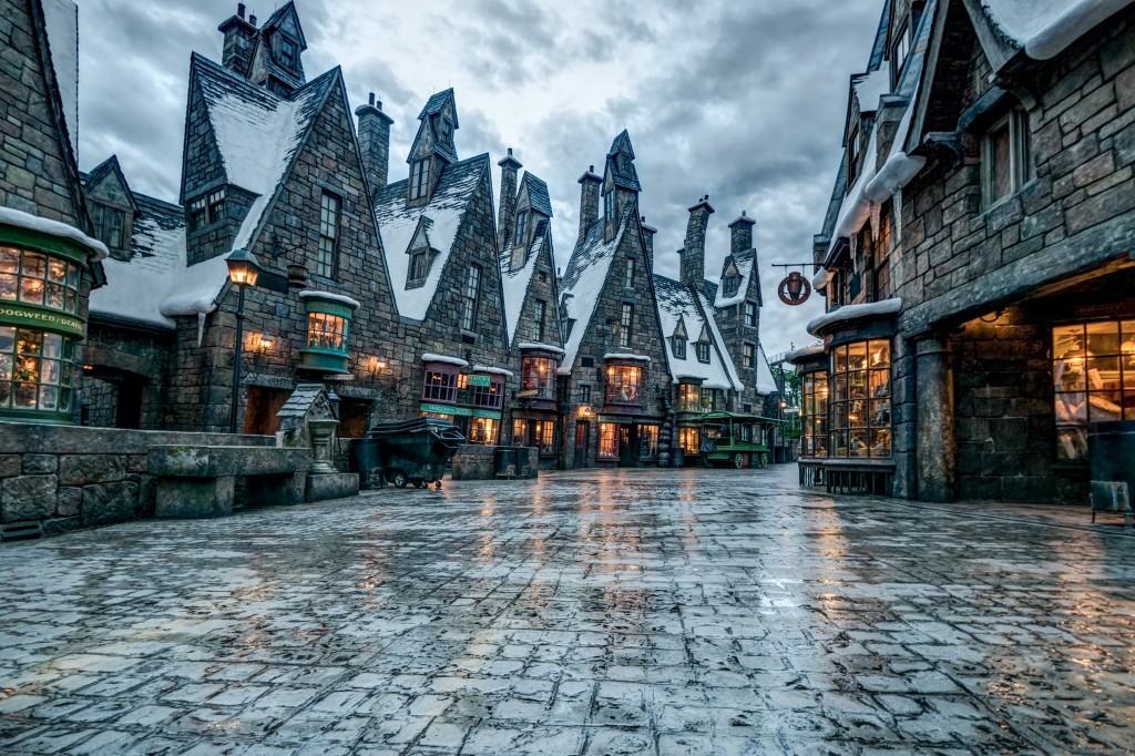 Evening View To the Harry Potter Village Hogsmeade in Universal