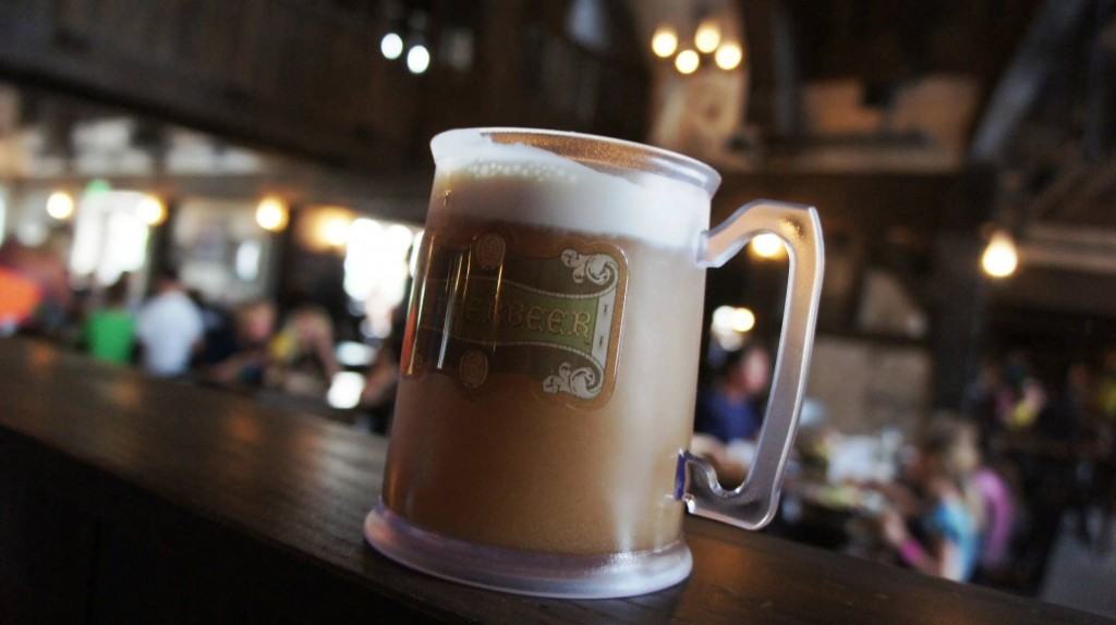 Butterbeer in a souvenir cup from the Wizarding World of Harry Potter at Universal Orlando Resort.