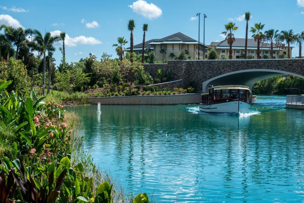 Water Taxi heading towards Loews Sapphire Falls Resort at Universal Orlando Resort