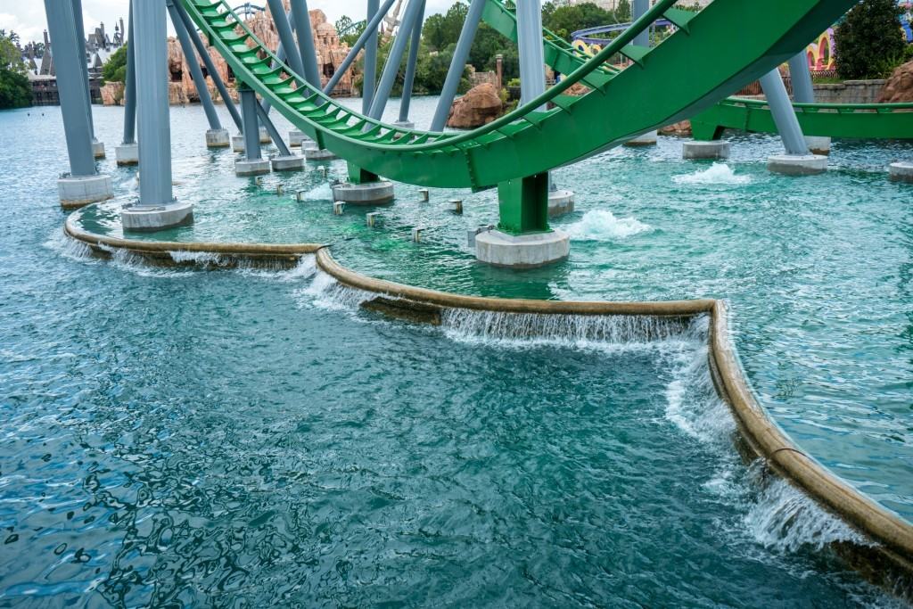 The new Incredible Hulk Coaster water feature