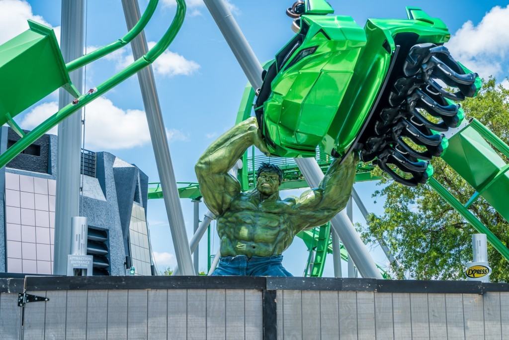 The new Incredible Hulk Coaster Entrance Marquee