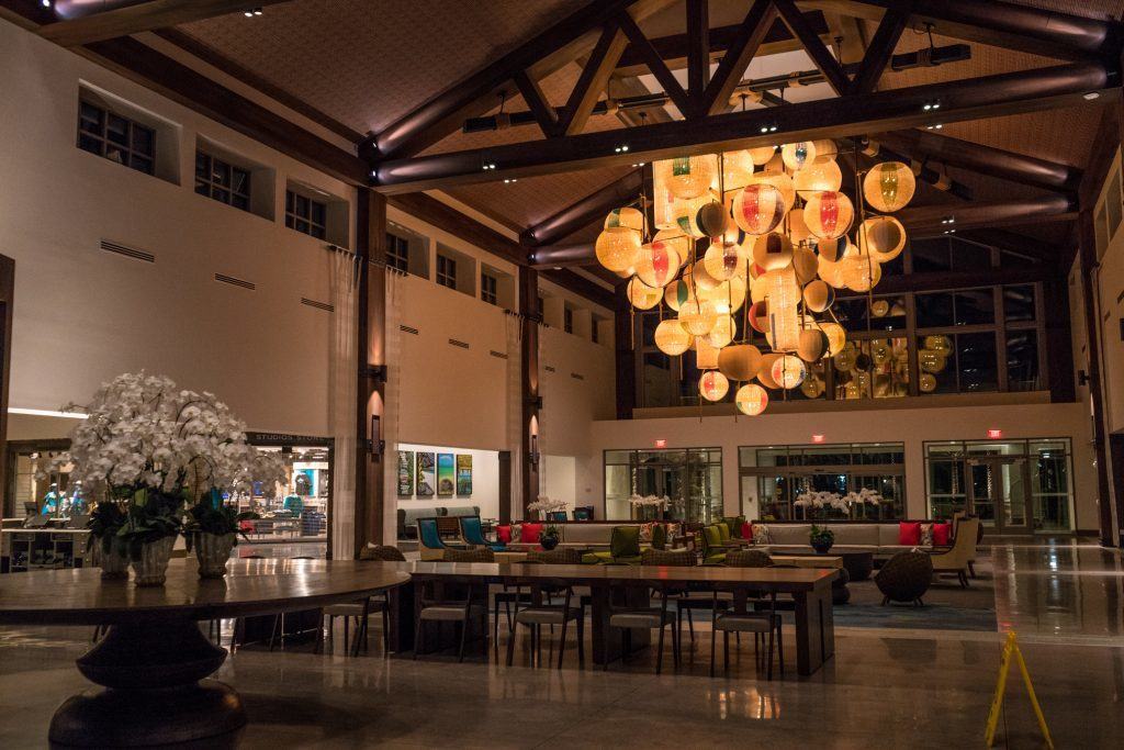 Hotel Lobby in Loews Sapphire Falls Resort at Universal Orlando Resort