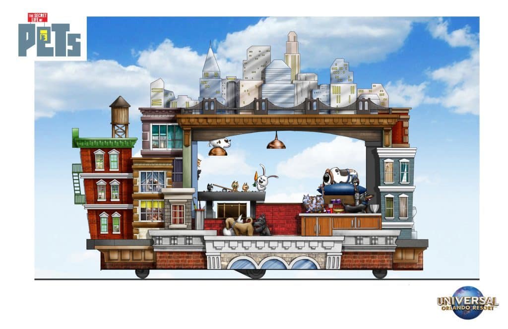 The Secret Life of Pets Apartments Superstar Parade float right side