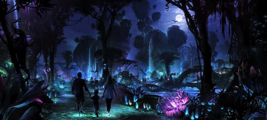 Disney's Pandora - The World of Avatar at nighttime