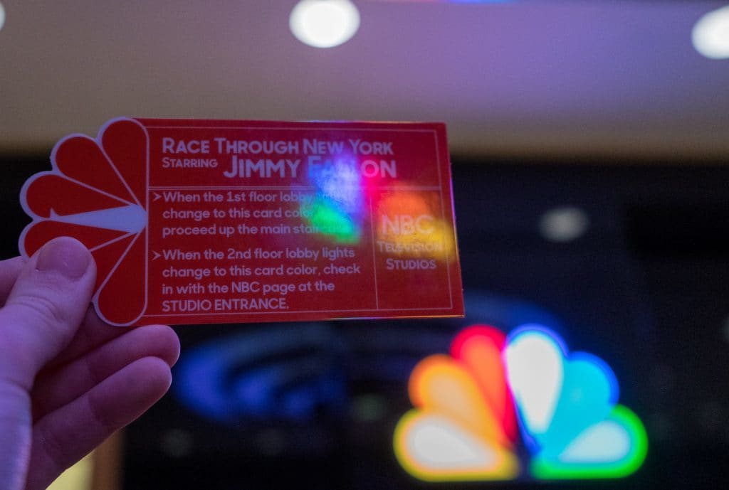 Race Through New York Starring Jimmy Fallon colored cards