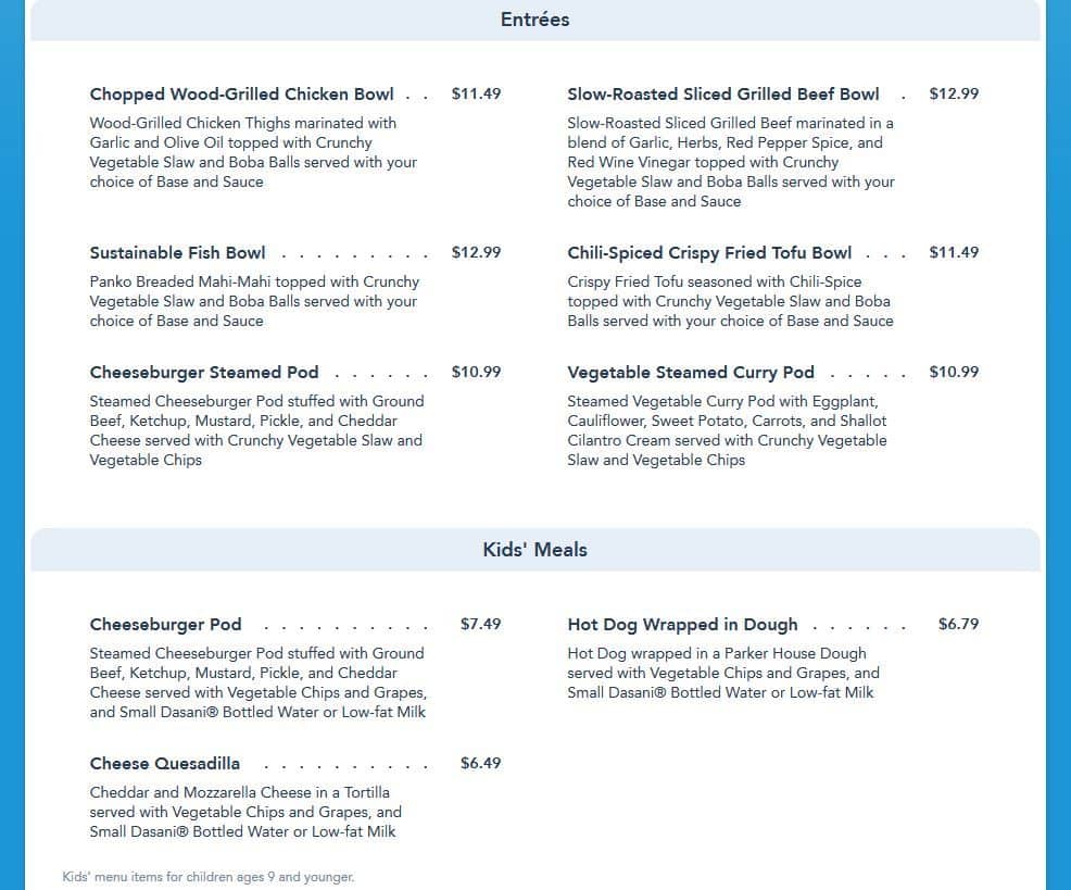 Satu'li Canteen menu in Disney's Pandora - The World of Avatar