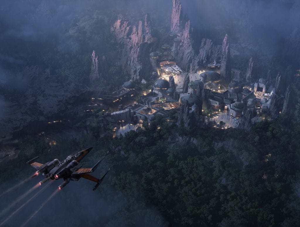 Star Wars Land at Hollywood Studios concept art at night