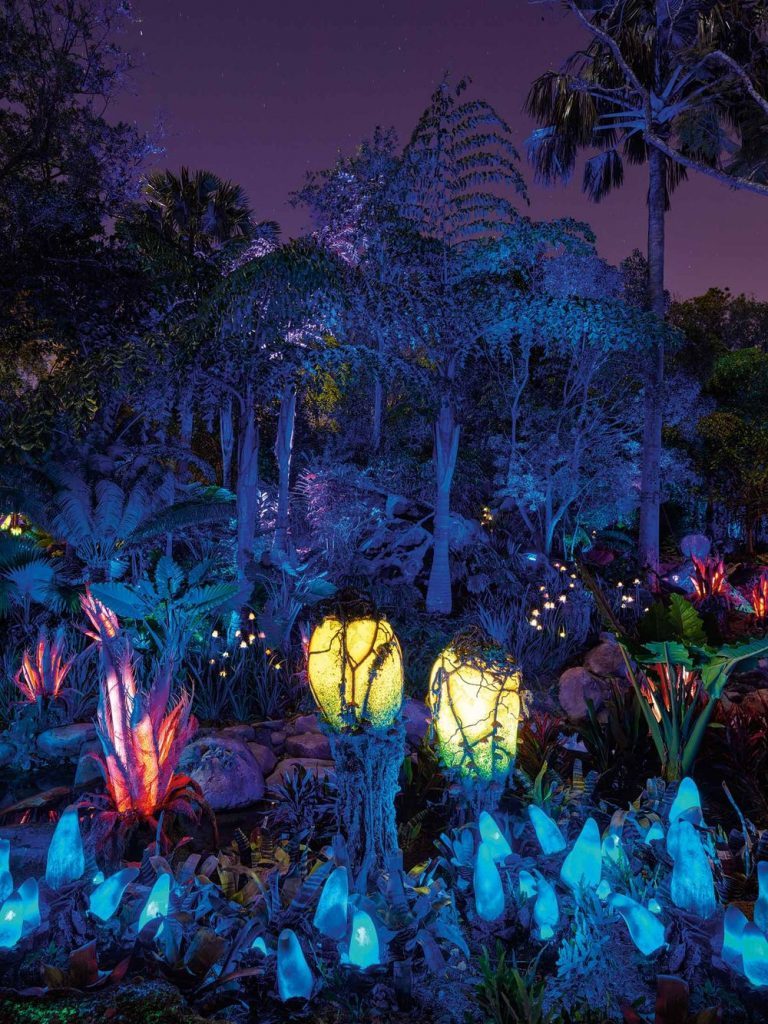 Pandora - The World of Avatar features a variety of glowing bioluminescent plants