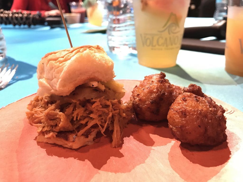 Mango BBQ Pulled Pork Slider at Universal's Volcano Bay