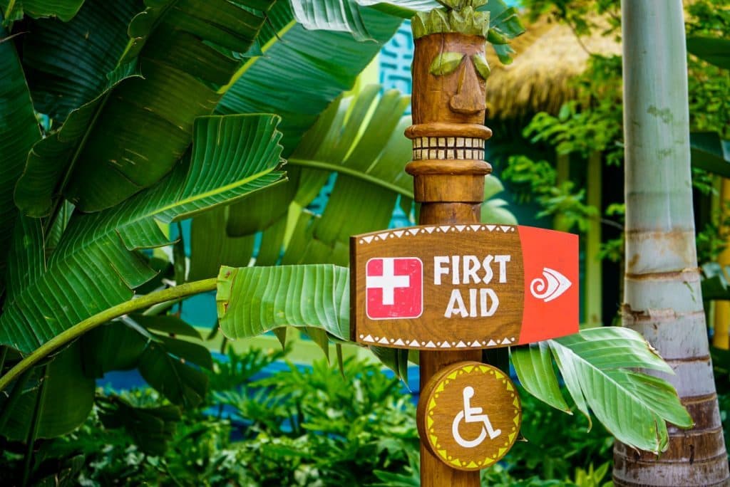 First aid sign at Universal's Volcano Bay