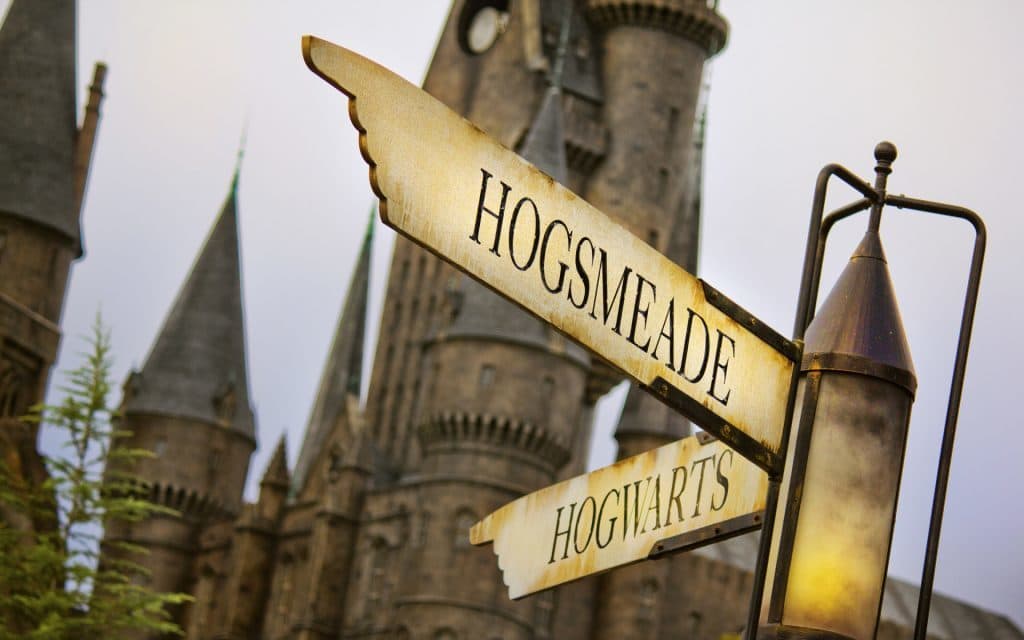 Hogsmeade and Hogwarts signs at The Wizarding World of Harry Potter in Islands of Adventure