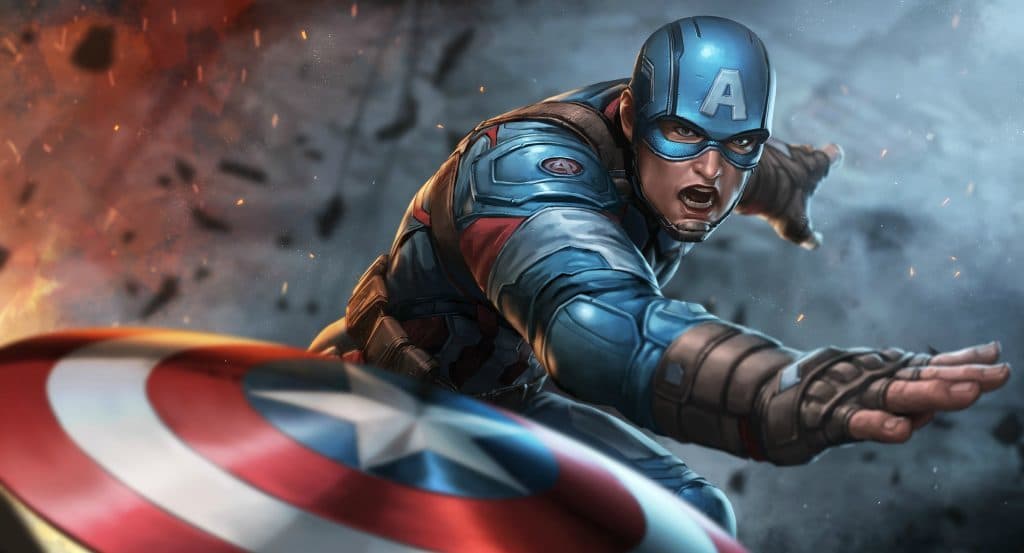 Captain America throwing his shield