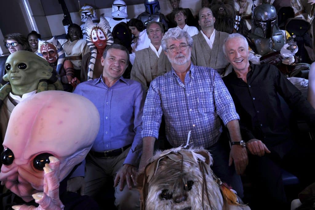 Bob Iger, George Lucas, and Anthony Daniels (C-3PO) on Star Tours: The Adventures Continue