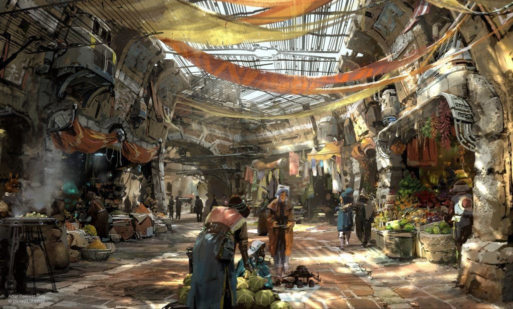 Star Wars Land marketplace concept art