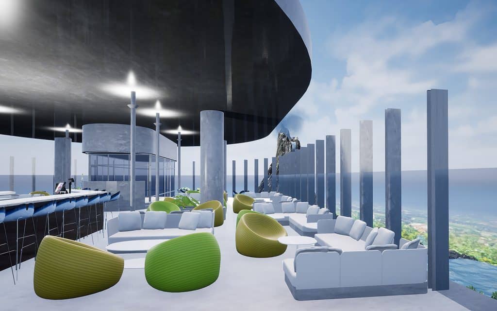 Universal's Aventura Hotel rooftop bar virtual reality rendition