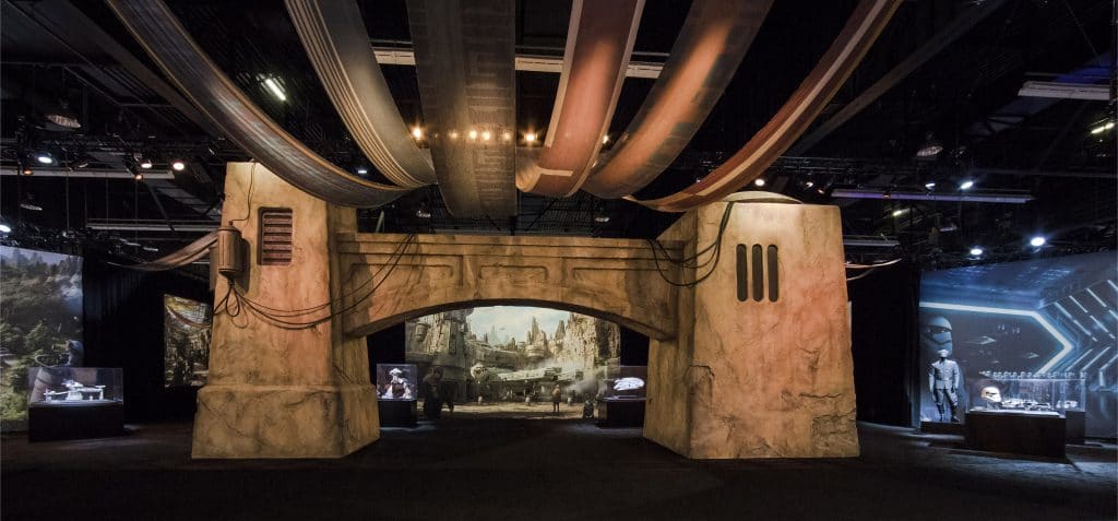 The entrance to the Star Wars Land pavilion at D23 Expo 2017