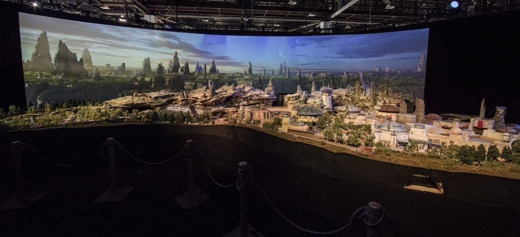 Overview of the Star Wars Land model at Hollywood Studios